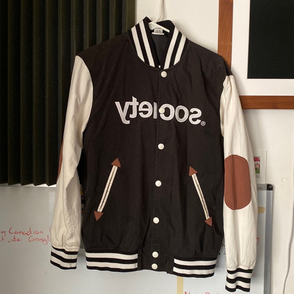 Society Medium Black and White Varsity Jacket